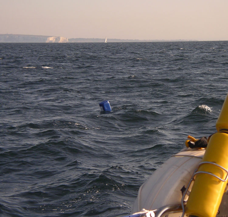 POV shot of view of a buoy from sailboat