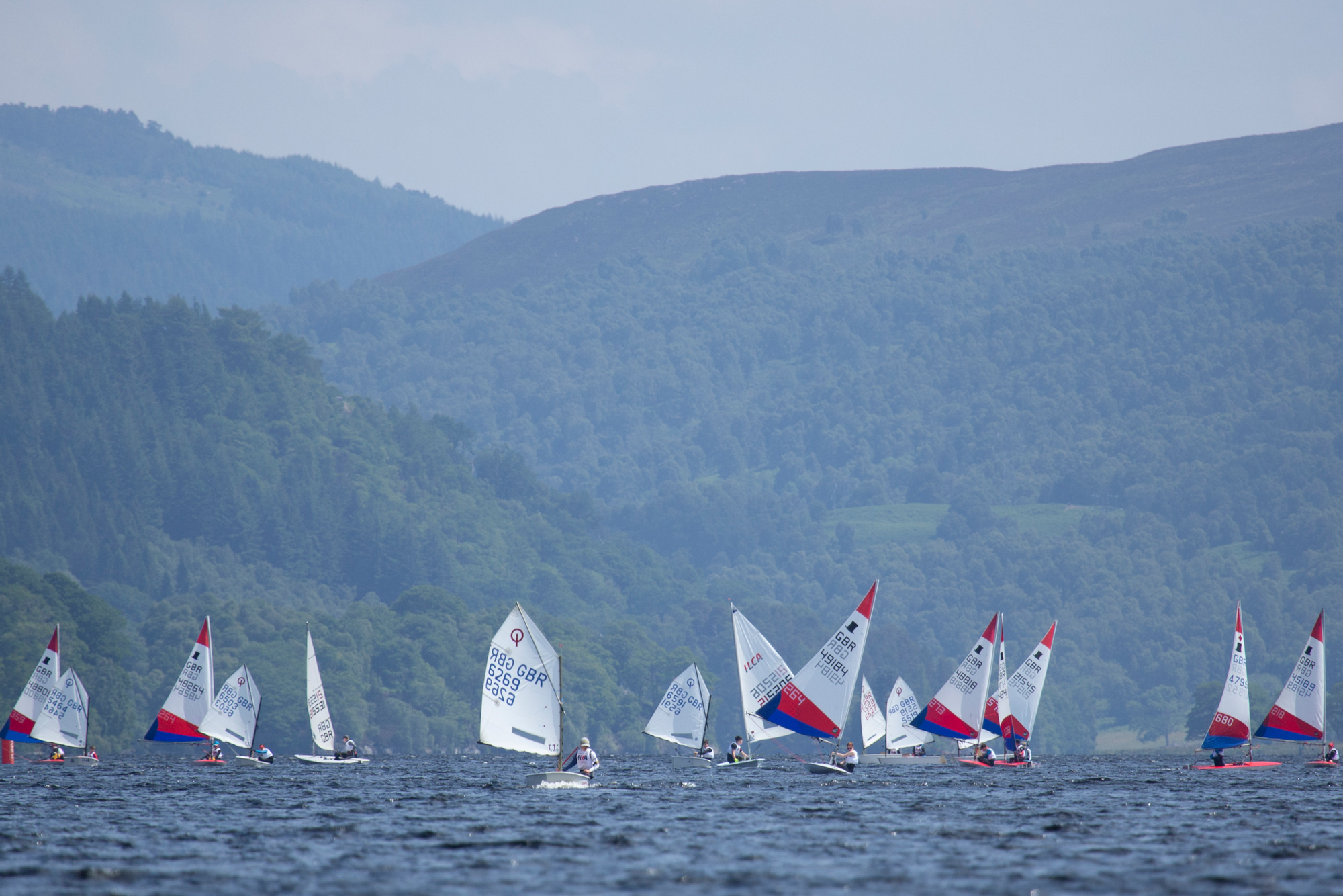 dinghies racing across the water