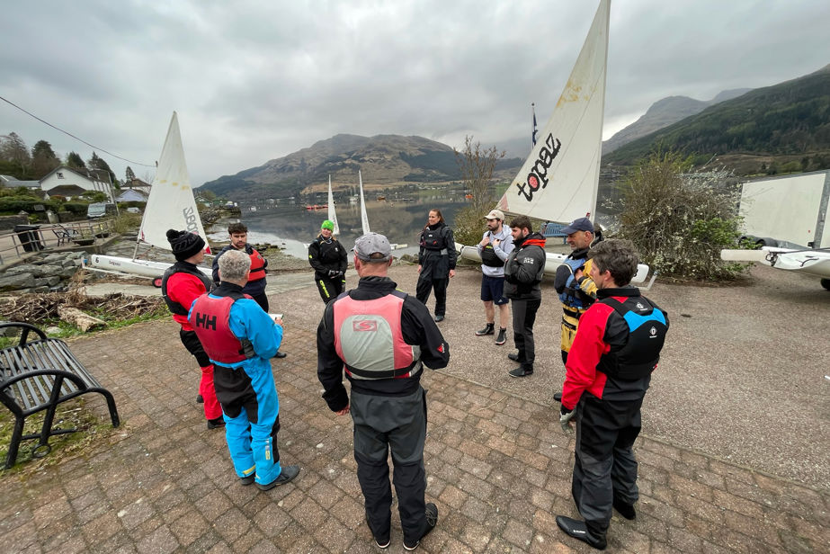 Volunteers gathering before a session on the water